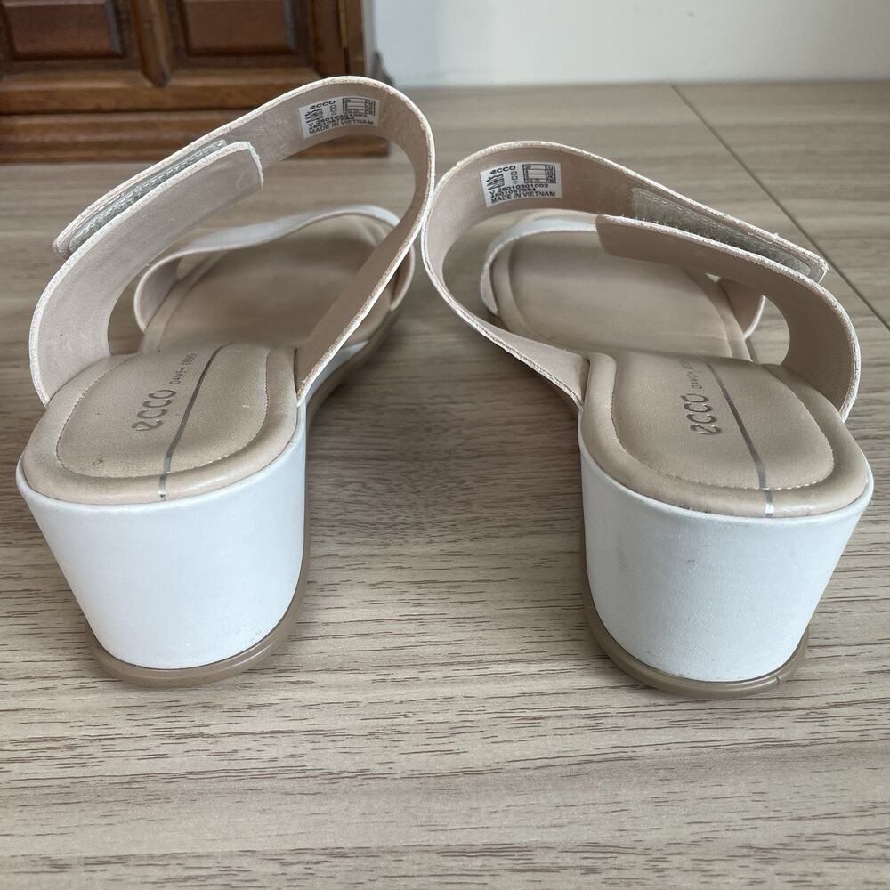 ECCO Shape 35 Wedge Bright White Leather Hook Loop Slip-On Mule Size US 8 EU 39 - Picture 9 of 10